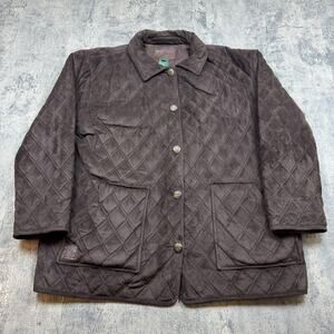 Vintage Lauren Ralph Lauren Barn Jacket Equestrian Faux Suede Quilted Womens XL